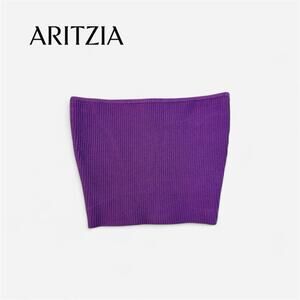 Babaton purple sculpt knit tube top cropped bandeau top — XS